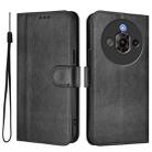For ZTE Nubia Focus Pro 5G Line Splicing Buckle Retro Leather Phone Case(Black) - 2