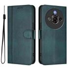 For ZTE Nubia Focus Pro 5G Line Splicing Buckle Retro Leather Phone Case(Dark Green) - 2
