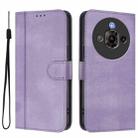 For ZTE Nubia Focus Pro 5G Line Splicing Buckle Retro Leather Phone Case(Purple) - 2