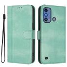 For ZTE Blade A53 Pro Line Splicing Buckle Retro Leather Phone Case(Mint Green) - 2