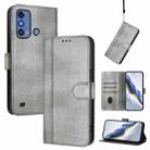 For ZTE Blade A53 Pro Line Splicing Buckle Retro Leather Phone Case(Grey) - 1