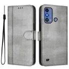 For ZTE Blade A53 Pro Line Splicing Buckle Retro Leather Phone Case(Grey) - 2
