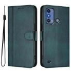 For ZTE Blade A53 Pro Line Splicing Buckle Retro Leather Phone Case(Dark Green) - 2