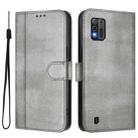 For ZTE Blade A52 Lite Line Splicing Buckle Retro Leather Phone Case(Grey) - 2