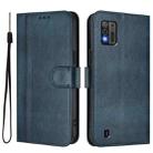 For ZTE Blade A52 Lite Line Splicing Buckle Retro Leather Phone Case(Dark Blue) - 2