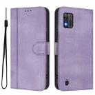 For ZTE Blade A52 Lite Line Splicing Buckle Retro Leather Phone Case(Purple) - 2