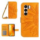 For itel Power 70 Skin Feel Sun Flower Embossed Flip Leather Phone Case with Lanyard(Yellow) - 1