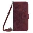 For Samsung Galaxy XCover7 Pro Skin Feel Sun Flower Embossed Flip Leather Phone Case with Lanyard(Wine Red) - 2