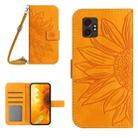 For Samsung Galaxy XCover7 Pro Skin Feel Sun Flower Embossed Flip Leather Phone Case with Lanyard(Yellow) - 1