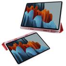 For Samsung Galaxy Tab S8 / Galaxy Tab S7 T870 11 inch Horizontal Flip Anti-fall Transparent Leather Case with Three-folding Holder & Pen Slot(Red) - 1