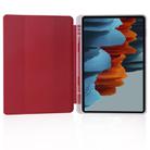 For Samsung Galaxy Tab S8 / Galaxy Tab S7 T870 11 inch Horizontal Flip Anti-fall Transparent Leather Case with Three-folding Holder & Pen Slot(Red) - 2