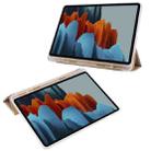 For Samsung Galaxy Tab S8 / Galaxy Tab S7 T870 11 inch Horizontal Flip Anti-fall Transparent Leather Case with Three-folding Holder & Pen Slot(Golden) - 1