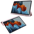 For Samsung Galaxy Tab S8 / Galaxy Tab S7 T870 11 inch Horizontal Flip Anti-fall Transparent Leather Case with Three-folding Holder & Pen Slot(Rose Gold) - 1