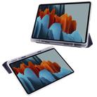 For Samsung Galaxy Tab S8 / Galaxy Tab S7 T870 11 inch Horizontal Flip Anti-fall Transparent Leather Case with Three-folding Holder & Pen Slot(Navy Blue) - 1