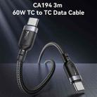Yesido CA194 60W 3A USB-C / Type-C to Type-C Charging Data Cable, Length:3m(Black) - 2