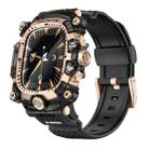 For Apple Watch Series 10 46mm Metal Case Integrated Silicone Watch Band(Transparent Black+Gold) - 1