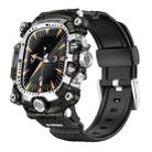 For Apple Watch Series 10 46mm Metal Case Integrated Silicone Watch Band(Transparent Black+Silver) - 1