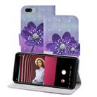 For OPPO A3s 3D Painting Pattern Coloured Drawing Horizontal Flip PU Leather Case with Holder & Card Slots & Wallet & Lanyard(Purple Flower) - 1