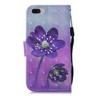 For OPPO A3s 3D Painting Pattern Coloured Drawing Horizontal Flip PU Leather Case with Holder & Card Slots & Wallet & Lanyard(Purple Flower) - 3
