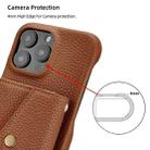 For iPhone 14 Pro Max Litchi Texture Horizontal Card Bag Holder Phone Case with Long Lanyard(Brown) - 3