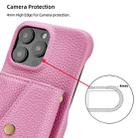 For iPhone 14 Pro Litchi Texture Horizontal Card Bag Holder Phone Case with Long Lanyard(Pink) - 3