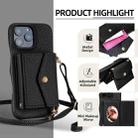 For iPhone 13 Pro Max Litchi Texture Horizontal Card Bag Holder Phone Case with Long Lanyard(Black) - 2
