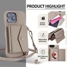 For iPhone 12 / 12 Pro Litchi Texture Horizontal Card Bag Holder Phone Case with Long Lanyard(Grey) - 2