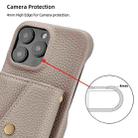 For iPhone 12 / 12 Pro Litchi Texture Horizontal Card Bag Holder Phone Case with Long Lanyard(Grey) - 3