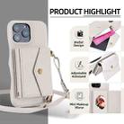 For iPhone 12 / 12 Pro Litchi Texture Horizontal Card Bag Holder Phone Case with Long Lanyard(White) - 2
