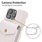 For iPhone 16 Pro Max Litchi Texture Vertical Card Bag Holder Phone Case with Long Lanyard(White) - 3