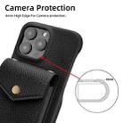 For iPhone 16 Pro Litchi Texture Vertical Card Bag Holder Phone Case with Long Lanyard(Black) - 3