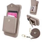 For iPhone 16 Pro Litchi Texture Vertical Card Bag Holder Phone Case with Long Lanyard(Grey) - 1