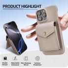 For iPhone 16 Pro Litchi Texture Vertical Card Bag Holder Phone Case with Long Lanyard(Grey) - 2