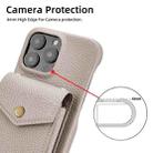 For iPhone 16 Pro Litchi Texture Vertical Card Bag Holder Phone Case with Long Lanyard(Grey) - 3
