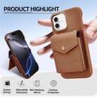 For iPhone 16 Plus Litchi Texture Vertical Card Bag Holder Phone Case with Long Lanyard(Brown) - 2