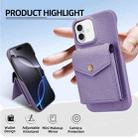 For iPhone 16 Plus Litchi Texture Vertical Card Bag Holder Phone Case with Long Lanyard(Purple) - 2
