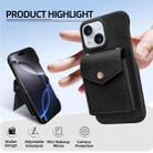 For iPhone 15 Litchi Texture Vertical Card Bag Holder Phone Case with Long Lanyard(Black) - 2