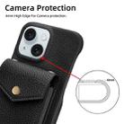 For iPhone 15 Litchi Texture Vertical Card Bag Holder Phone Case with Long Lanyard(Black) - 3