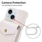For iPhone 15 Litchi Texture Vertical Card Bag Holder Phone Case with Long Lanyard(White) - 3