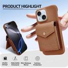 For iPhone 14 / 13 Litchi Texture Vertical Card Bag Holder Phone Case with Long Lanyard(Brown) - 2