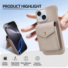 For iPhone 14 / 13 Litchi Texture Vertical Card Bag Holder Phone Case with Long Lanyard(Grey) - 2