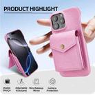 For iPhone 14 Pro Litchi Texture Vertical Card Bag Holder Phone Case with Long Lanyard(Pink) - 2