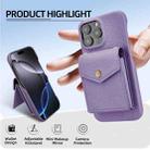 For iPhone 14 Pro Max Litchi Texture Vertical Card Bag Holder Phone Case with Long Lanyard(Purple) - 2
