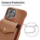 For iPhone 13 Pro Max Litchi Texture Vertical Card Bag Holder Phone Case with Long Lanyard(Brown) - 3