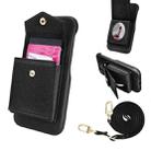 For iPhone 12 / 12 Pro Litchi Texture Vertical Card Bag Holder Phone Case with Long Lanyard(Black) - 1