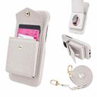 For iPhone 12 / 12 Pro Litchi Texture Vertical Card Bag Holder Phone Case with Long Lanyard(White) - 1