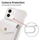 For iPhone 12 / 12 Pro Litchi Texture Vertical Card Bag Holder Phone Case with Long Lanyard(White) - 3
