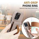 For iPhone 16 Pro Max Litchi Texture Leather Ring Card Bag Holder Phone Case(Grey) - 3