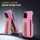 For iPhone 16 Plus Litchi Texture Leather Ring Card Bag Holder Phone Case(Pink) - 2
