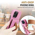 For iPhone 16 Plus Litchi Texture Leather Ring Card Bag Holder Phone Case(Pink) - 3